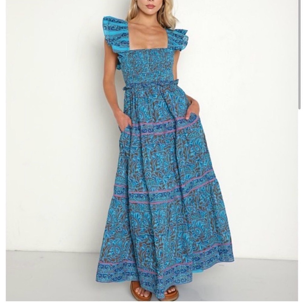 Cleobella Marilyn Teal and Purple Patterned Maxi Dress